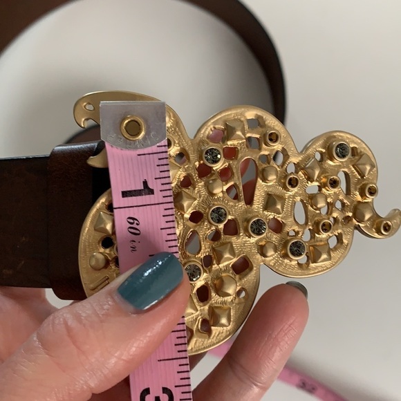 Just Cavalli Brown Leather Gold Buckle Snake Belt - Picture 13 of 14